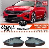 Skoda Octavia Mk4 FL Makyajlı Sinyalli 2025 Sonrası Uyumlu Batman Yarasa Ayna Kapağı Piano Black ABS Plastik Sağ Sol Takım thumbnail 1