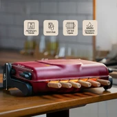 Akel AB670 1200W Kırmızı Elektrikli Izgara, Kokusuz & Dumansız Mangal, Barbekü, 6 Adet Krom-Nikel Kaplama Şiş thumbnail 2