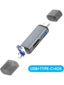 Daytona ADS-28 6In1 OTG Card Reader- SD Kart Okuyucu, USB 3.0 ve Tip C Kart Okuyucu Yüksek Hızlı OTG Adaptör - iPhone,iPad,Android cihazlar,PC ve Laptop İçin thumbnail 2