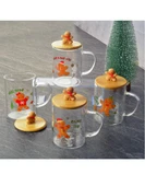 Tohana Bambu Kapaklı Cam Kupa 76667 - Kurabiye Adam thumbnail 2