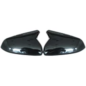 Skoda Octavia Mk4 Sinyalli 2021-2024 Uyumlu Batman Yarasa Ayna Kapağı Piano Black ABS Plastik Sağ Sol Takım thumbnail 2