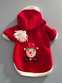Kardan Adam Kırmızı Polar Kedi Kıyafeti | Kapüşonlu Noel Kedi Sweatshirt | Küçük Irklar İçin thumbnail 4