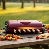 Akel AB670 1200W Kırmızı Elektrikli Izgara, Kokusuz & Dumansız Mangal, Barbekü, 6 Adet Krom-Nikel Kaplama Şiş thumbnail 4