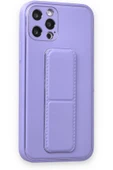 iPhone 12 Pro Kılıf Coco Deri Standlı Kapak - Koyu Lila-(5796) thumbnail 2