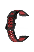 Huawei Watch Fit 2 Spor Delikli Kordon - Siyah-Kırmızı-(5796) thumbnail 2