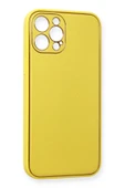 iPhone 12 Pro Max Kılıf Coco Deri Silikon Kapak - Sarı-(5796) thumbnail 3