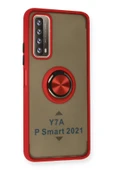 Huawei P Smart 2021 Kılıf Montreal Yüzüklü Silikon Kapak - Kırmızı-(5796) thumbnail 2