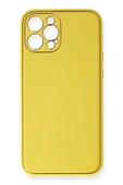 iPhone 12 Pro Max Kılıf Coco Deri Silikon Kapak - Sarı-(5796) thumbnail 1