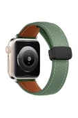 Apple Watch 42mm KR414 Daks Deri Kordon - Koyu Yeşil-(5796) thumbnail 1