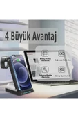 S90 4in1 Kablosuz Şarj Masaüstü Set - Siyah-(5796) thumbnail 3