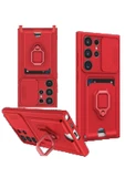 Samsung Galaxy S25 Ultra Kılıf Zuma Kartvizitli Yüzüklü Silikon - Kırmızı-(5796) thumbnail 1