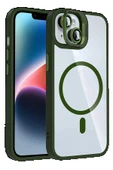 Apple iPhone 14 Remim Lensli Magsafe Standlı Kapak - Koyu Yeşil-(5796) thumbnail 1