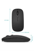 Kablosuz Mouse Fare Şarjlı Bluetooth Wireless Çift Modlu Sessiz thumbnail 3