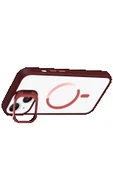 Apple iPhone 13 Remim Lensli Magsafe Standlı Kapak - Bordo-(5796) thumbnail 3