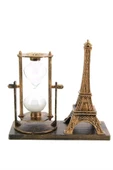 Retro Eyfel Kulesi Ve Kum Saati Dekoratif Ahşap Görünümlü Masa Biblosu thumbnail 4