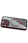 Apple iPhone 14 Pro Max Remim Lensli Magsafe Standlı Kapak - Bordo-(5796) thumbnail 4
