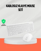 Beyaz Kablosuz Klavye Fare Seti Kablosuz Fare USB Alıcı PC Uyumlu thumbnail 1