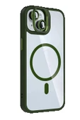 Apple iPhone 14 Remim Lensli Magsafe Standlı Kapak - Koyu Yeşil-(5796) thumbnail 2