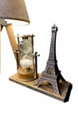Dekoratif Eyfel Kulesi ve Kum Saati Vintage Tarzı Masa Süsü Biblo thumbnail 3