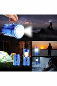 Solar Şarjlı Kamp Lambası Güneş Enerjili Kızaklı Kamp Feneri Çadır Feneri Led Işıldak thumbnail 5