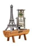 Eyfel Kulesi Tasarımlı Kum Saati Kristalleştirilmiş Kum Saati Dekoratif Ahşap Görünümlü thumbnail 2