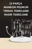 Elektrikli Manikür Pedikür Seti İkili Set 12 Parça Tırnak Bakımı Törpü Protez Çıkarma thumbnail 2