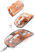 Sessiz Tıklama Çift Modlu Bluetooth Ve Alıcı Şeffaf Mouse Fare thumbnail 2