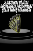 Saç Sakal Şekillendirici Tıraş Makinesi 5 Başlıklı Paslanmaz Çelik Bıçaklı Unısex thumbnail 1