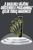 5 Başlıklı Şarjlı Tıraş Makinesi Led Ekran Saç Sakal Ense Tıraşına Uygun Bakım Seti thumbnail 1