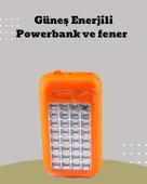 Güneş Paneli Destekli Powerbank ve LED Işıldak – 10000 mAh, Çift USB, Outdoor Kullanım İçin thumbnail 1