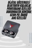 Kablosuz Bluetooth Kulaklık Powerbank Özellikli Göstergeli Hd Mikrofon thumbnail 2