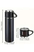 Termos Seti 3'lü Bardak Seti Isı Dayanıklı Siyah Paslanmaz Çelik Vakumlu thumbnail 2