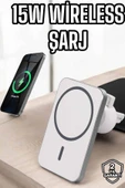 araç uyumlu Kablosuz 15W Taşınabilir Şarj Aleti Çift Kablo thumbnail 1