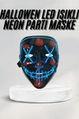 Led Işıklı Neon Maske Cadılar Bayramı Maskesi Korkunç Korku Maskesi thumbnail 1