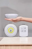 Led Lamba 3'lü Uzaktan Kumandalı Yapışkanlı Beyaz Işık thumbnail 2