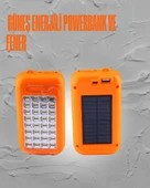 Güneş Enerjili LED Powerbank Işıldak – 10000 mAh, Su Geçirmez, 32 LED, Taşınabilir Tasarım thumbnail 1