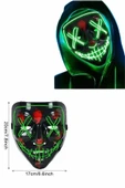 Led Işıklı Neon Maske Cadılar Bayramı Maskesi Korkunç Korku Maskesi thumbnail 5