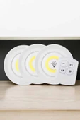 Spot Lamba Led Işık 3'lü Uzaktan Kumandalı Pilli Yapışkanlı Kablosuz thumbnail 2
