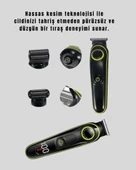 LED Ekranlı Şarjlı Saç ve Sakal Kesme Makinesi Erkek Bakım Cihazı Çok Başlıklı Set thumbnail 3