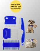 Kedi, Köpek ve Küçük Hayvanlar İçin 4 Parça Ergonomik Tarak Takımı thumbnail 1