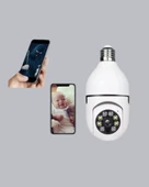 Tam Karanlıkta Görüntüleme Sağlayan 1080P Ampul Güvenlik Kamerası thumbnail 4