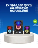 RGB Işıklı USB Hoparlör Seti 9W Çıkış Gücü Derin Bas thumbnail 1