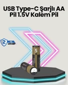 Yüksek Performanslı AA USB Şarjlı Lityum Pil | 1.5V Sabit Güç | 2’li Paket thumbnail 1