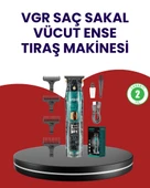 VGR V-695 Şarjlı Profesyonel Erkek Saç Sakal Tıraş Makinesi IPX7 Su Geçirmez thumbnail 1
