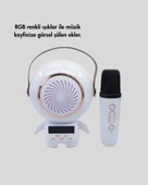 Renkli Işıklı Astronot Mini Bluetooth Speaker ve Karaoke Mikrofon thumbnail 2