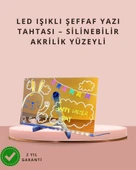 LED Işıklı Şeffaf Yazı Tahtası – Neon Etkili Akrilik Pano, Silinebilir, 7 Renkli Kalemli, 30x20 cm thumbnail 1