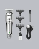 Gümüş Desenli Şarjlı Tıraş Makinesi – 120 Dakika Çalışma Süresi, 3 Başlıklı thumbnail 3