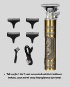 Profesyonel Çizik Tıraş Makinesi – T Çelik Bıçaklı, 120 Dakika Şarjlı Kullanım, 3 Başlıklı thumbnail 2