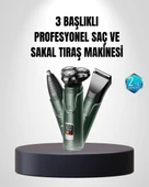 3D Akıllı Kesim Teknolojili Şarjlı Tıraş Seti – 3 Başlıklı, Paslanmaz Çelik Bıçaklı thumbnail 1