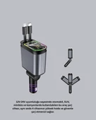 Araç Şarj Adaptörü 66W PD QC Hızlı Şarjlı ve Çekilebilir Kablolu thumbnail 3